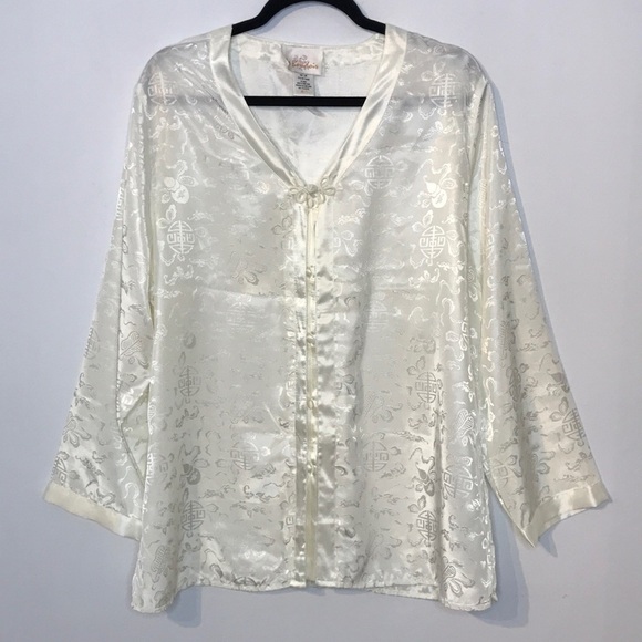 Vintage Tops - Vintage Le Boudoir sheen printed satiny top